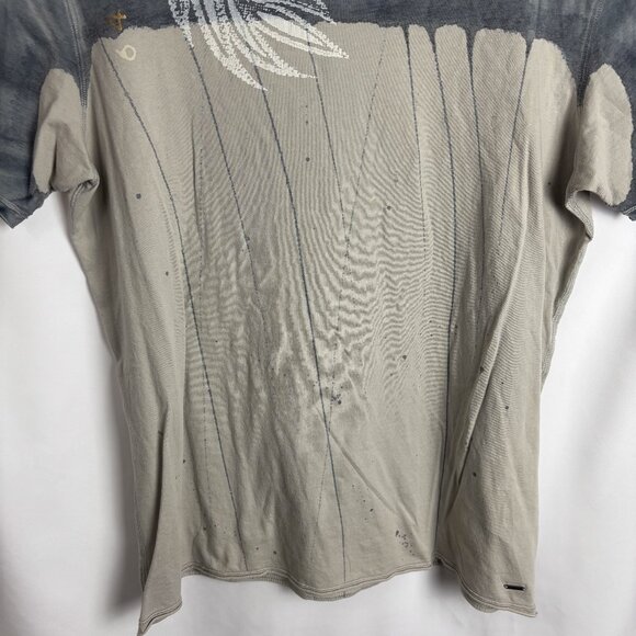 Guess XL Cotton Short Sleeve V Neck Graphic Abstract Paint Floral Tee T Shirt - Picture 4 of 13